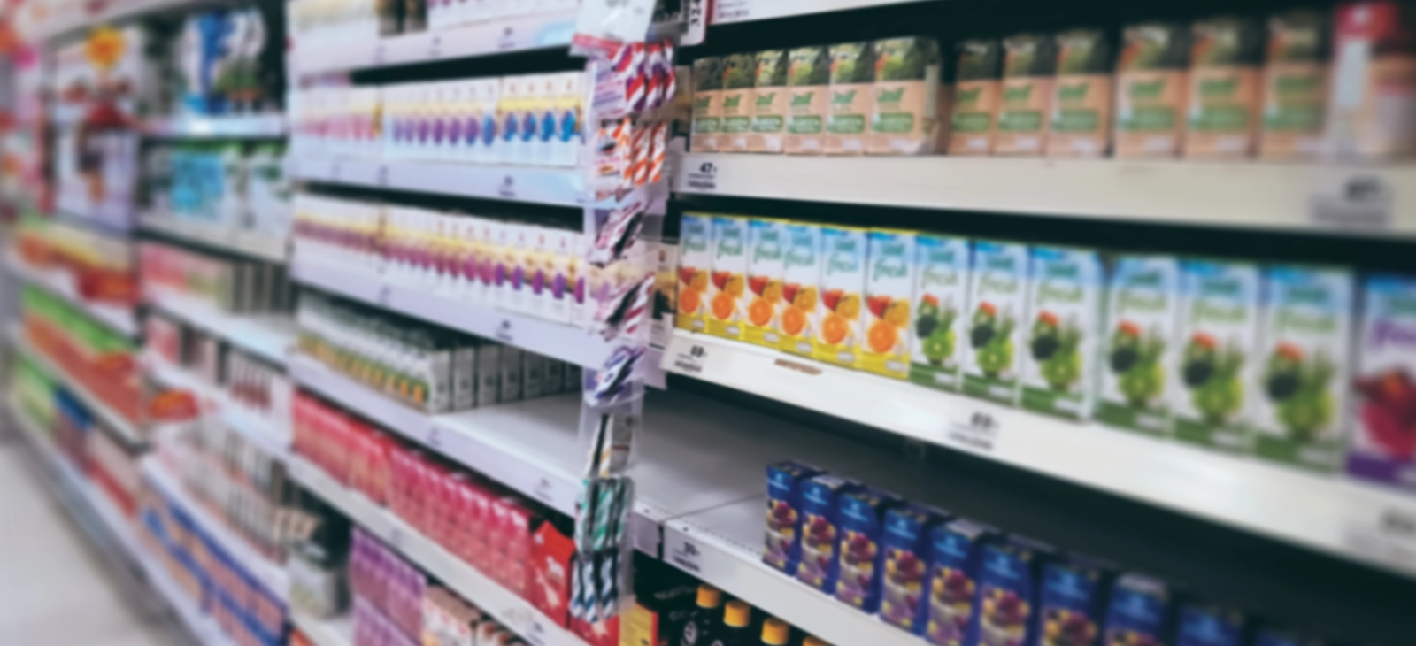 Supermarket shelf with FMCG products

