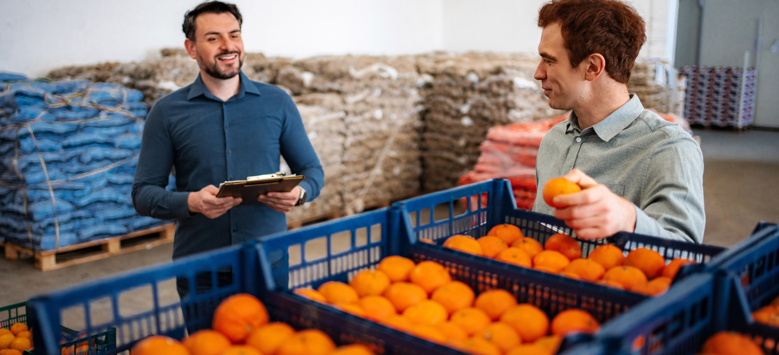 Workers checking fruits