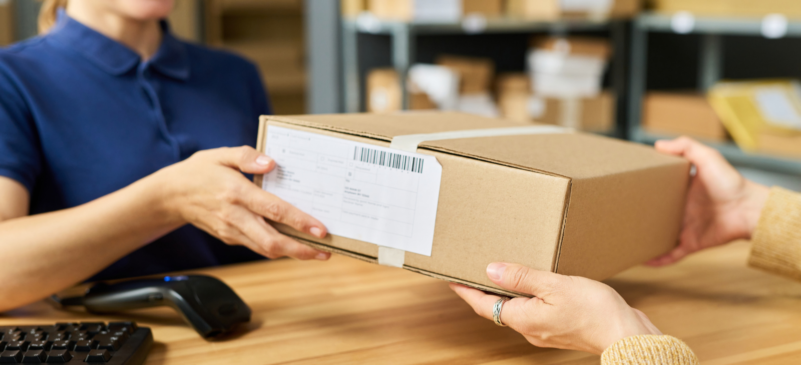 Customer receiving the parcel